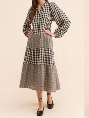 Little Lies Anthropologie Contrast Gingham Dress